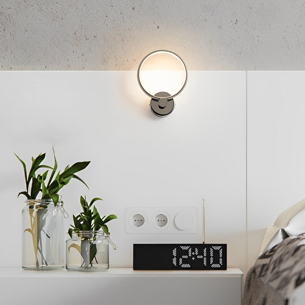 Modern Circular Aluminum LED Wall Sconce with Acrylic Shade