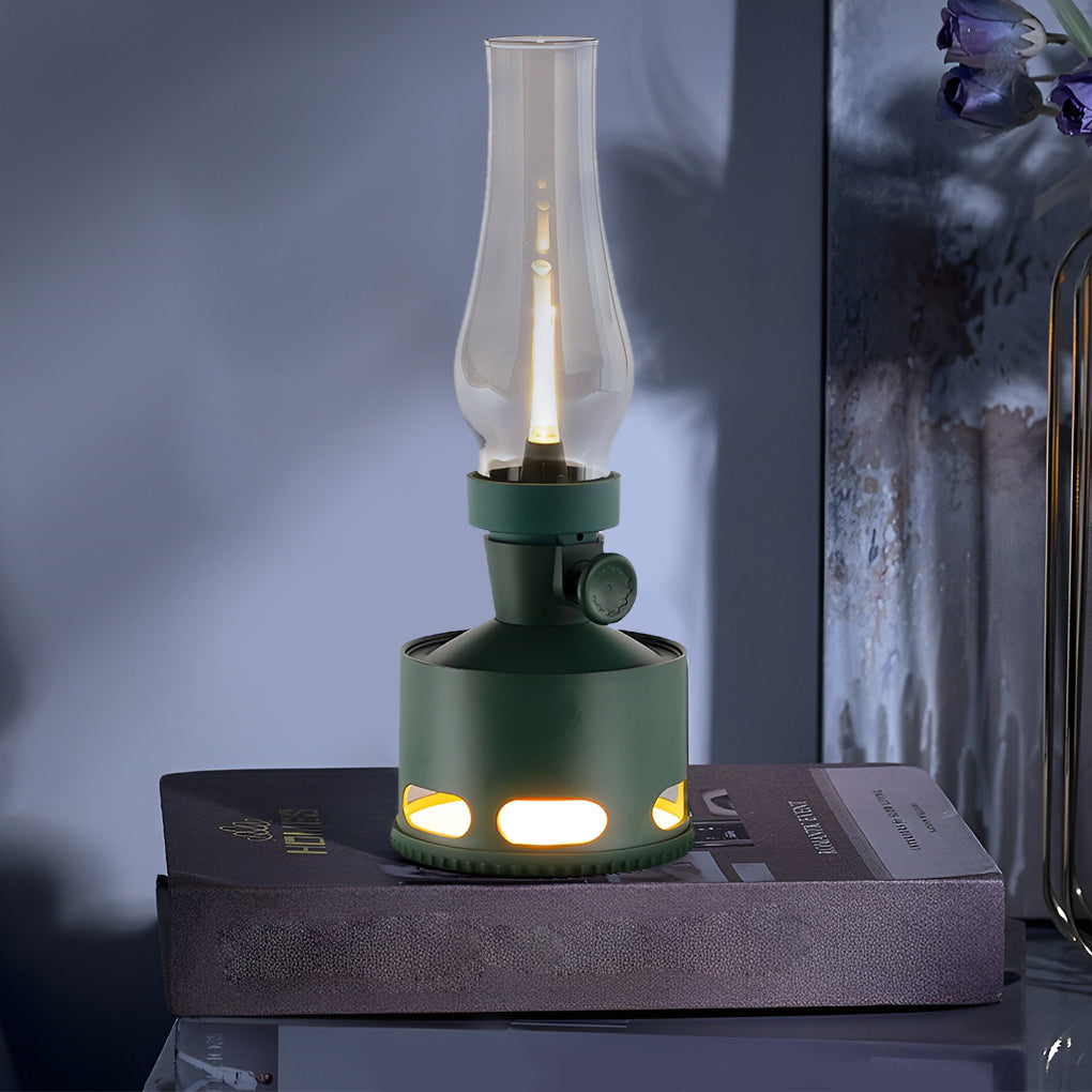 Portable LED Kerosene Style Glass Table Lamp with Gravity Sensor