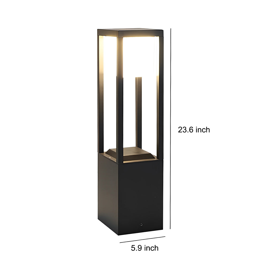 Solar LED Pathway Bollard Light Black Aluminum Modern Outdoor