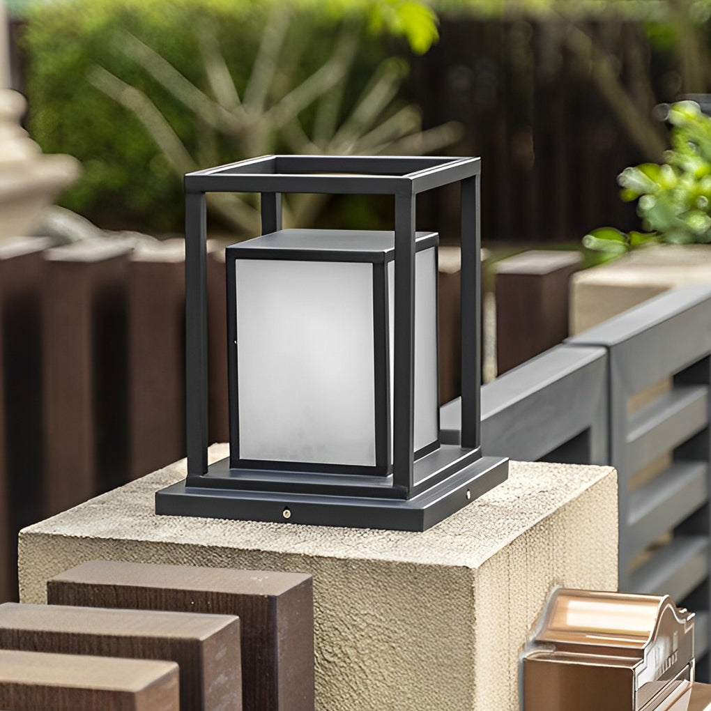 Modern Solar Fence Post Light - Stainless Steel Outdoor Pillar Lamp
