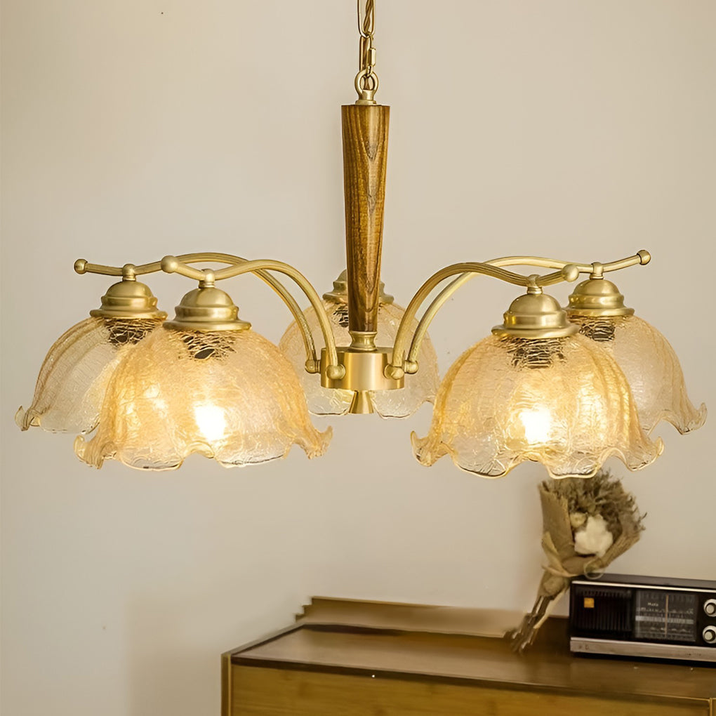 Cracked Glass Chandelier 3-Light Vintage Pendant Ceiling Lamp