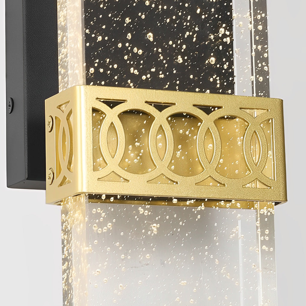 Crystal Bubble Outdoor Wall Light - Modern Black Aluminum LED Sconce