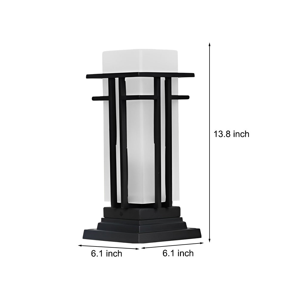 Black Aluminum Frosted Glass Path Lights Waterproof Outdoor Bollard