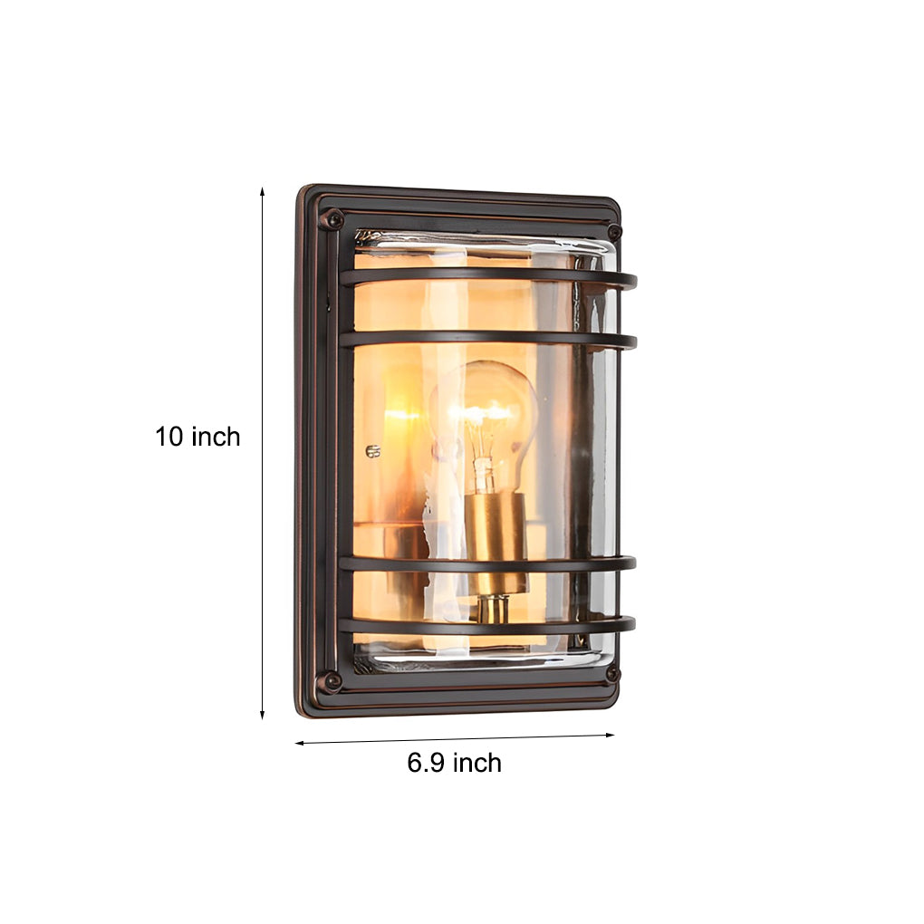 Modern Aluminum & Glass Outdoor Wall Light - Waterproof Brown Finish