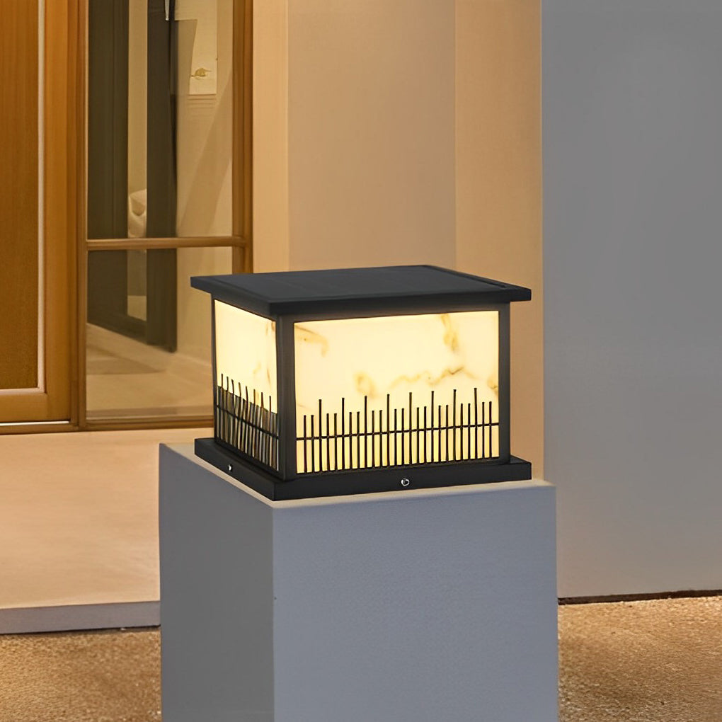 Square Solar Fence Post Light with 3-Step Dimming & Remote Control