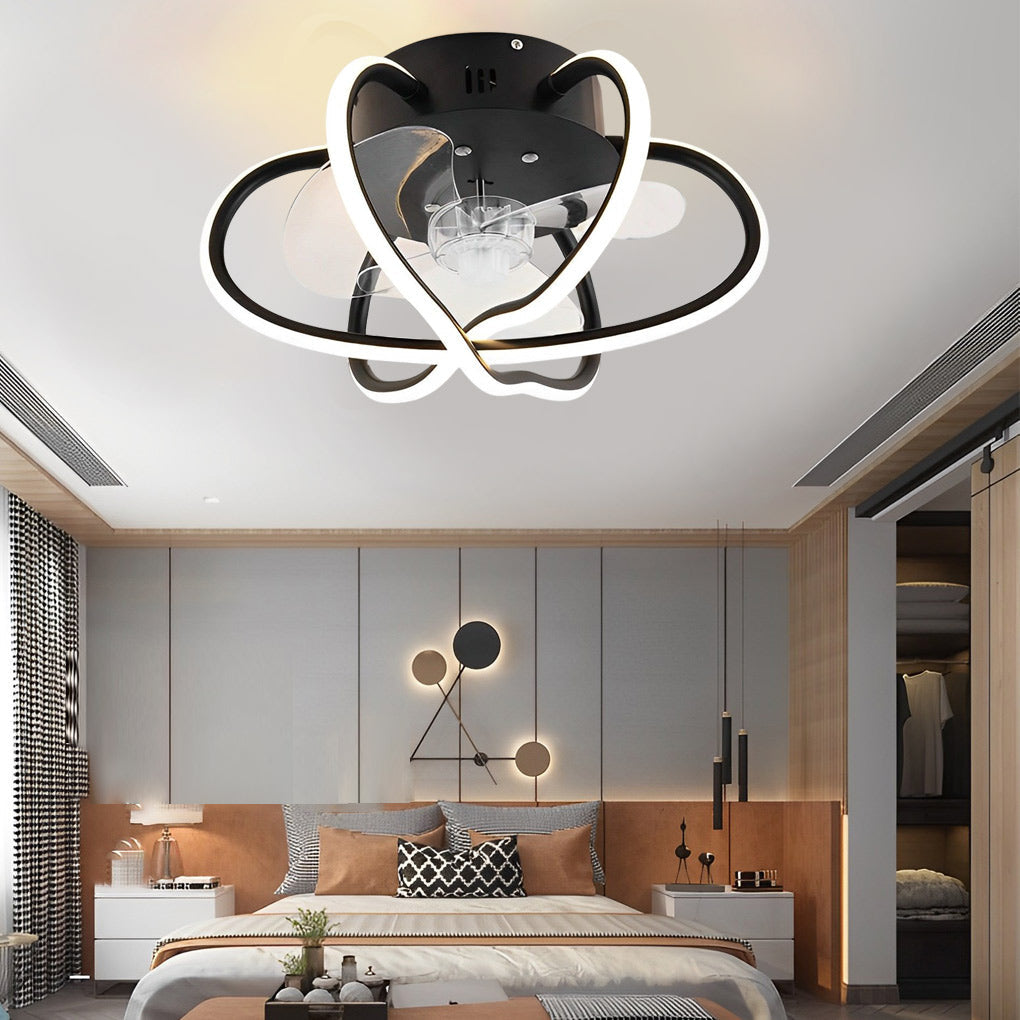 Flower Cage Dimmable Bladeless Ceiling Fan Light with LED