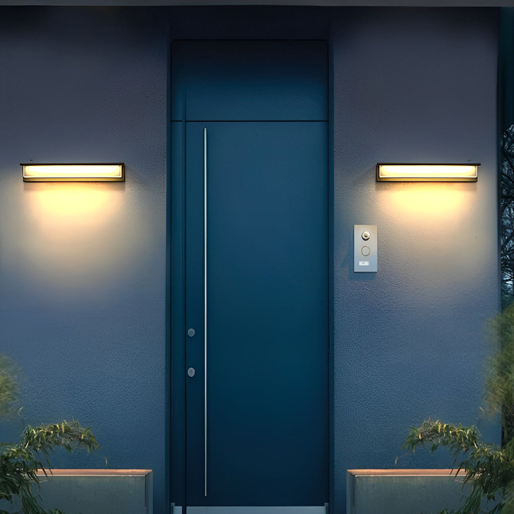 Modern Rectangular Solar LED Outdoor Wall Light - Waterproof