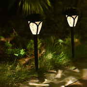 Solar LED Lawn Lamp Set with Black Glass Shade (2 Pack)