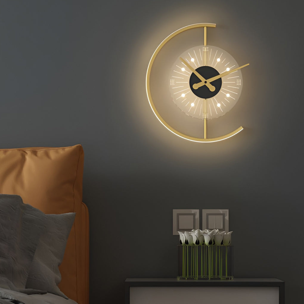 Modern Clock-Shaped LED Wall Sconce - Aluminum & Iron Finish