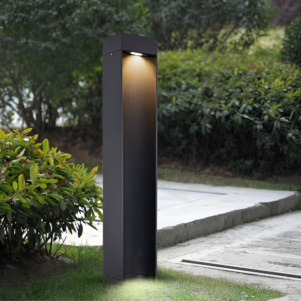 Modern Black LED Outdoor Lawn Light - Industrial Style Aluminum
