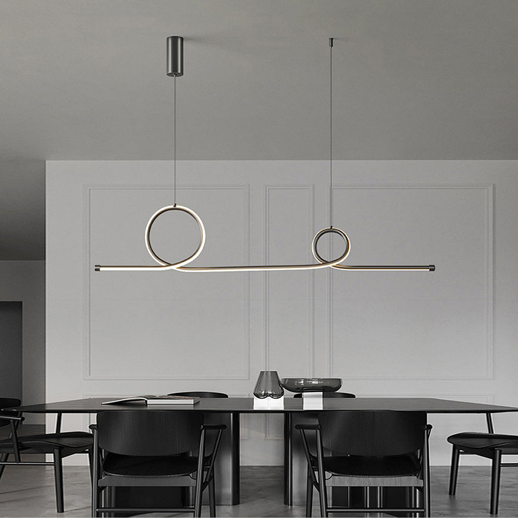 Modern Wave LED Pendant Light Dimmable Aluminum Dining Chandelier
