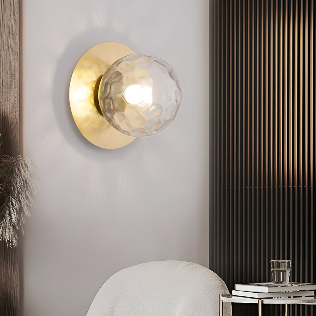 Modern Glass Ball Wall Sconce with LED - Black & Gold Finish