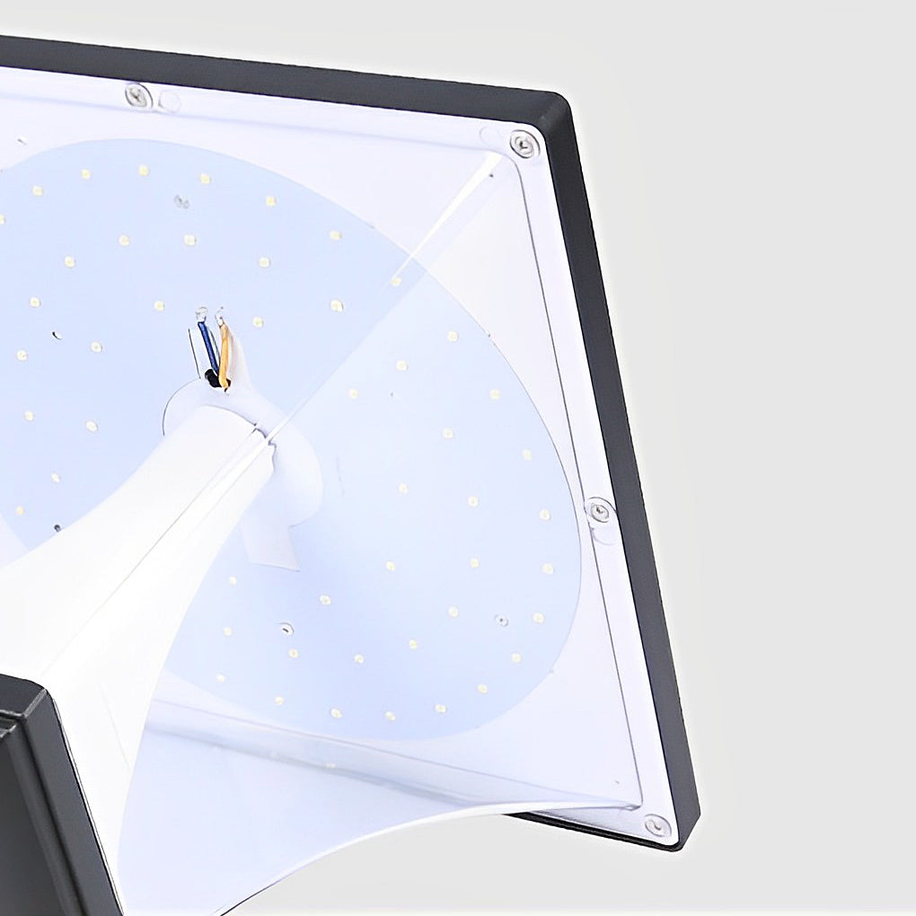 Square Solar LED Outdoor Post Light Black Aluminum Waterproof
