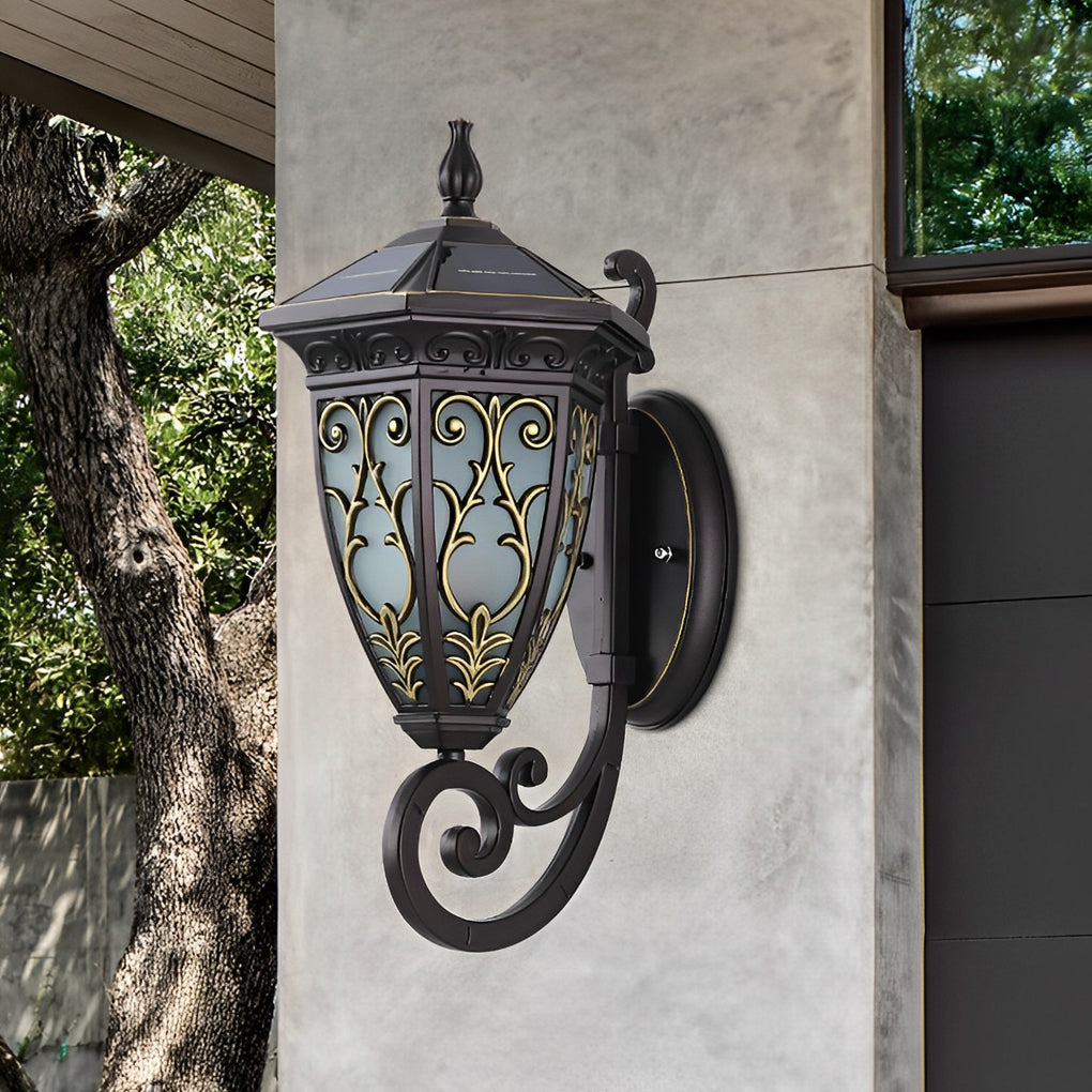 Solar Flower Pattern Outdoor Wall Lamp with Remote Control