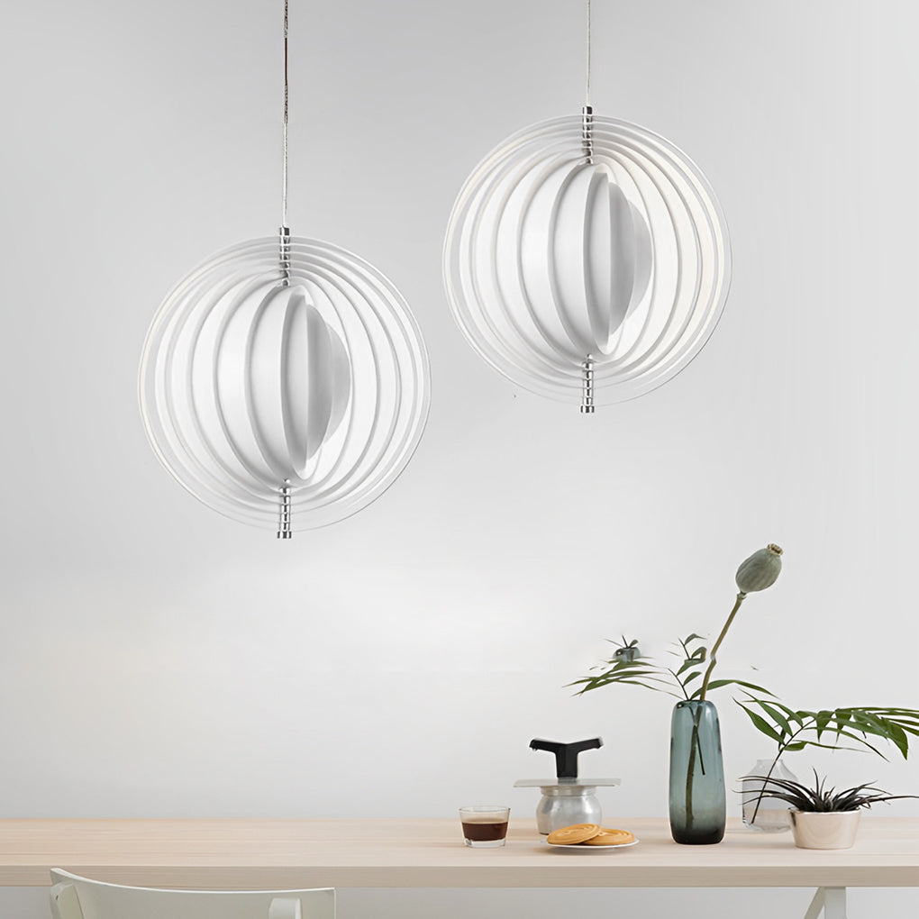 360° Rotatable White Metal Pendant Light Modern Nordic Design
