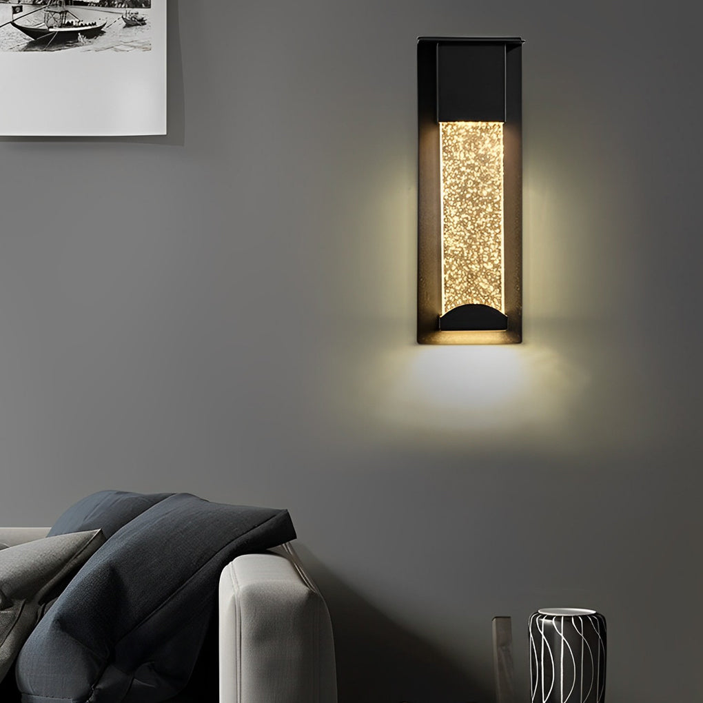 Crystal Bubble Glass Motion Sensor Outdoor Wall Lamp - Black