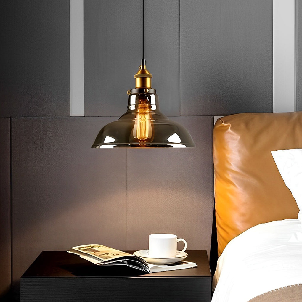Smoke Gray Glass Industrial Pendant Light – Modern Minimalist