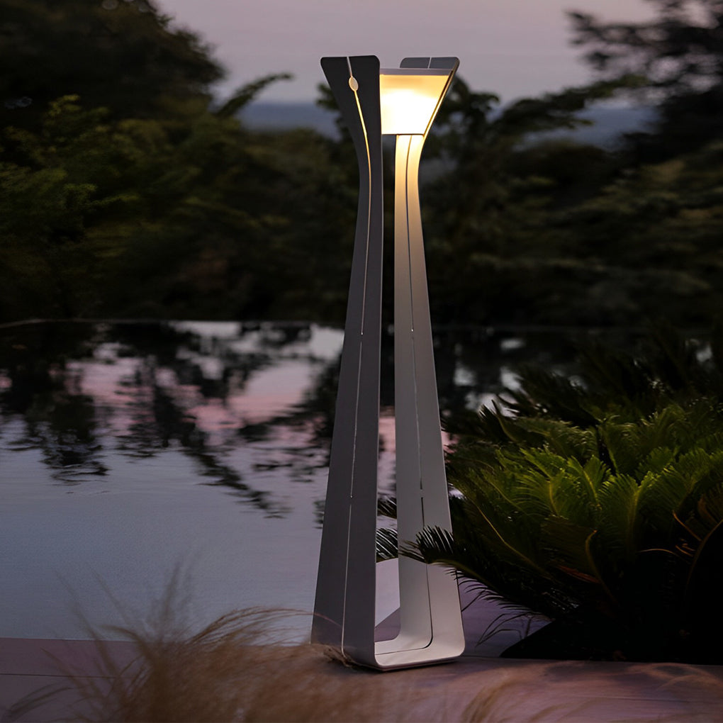 Modern Solar Pathway Lights - Stainless Steel & Glass Outdoor