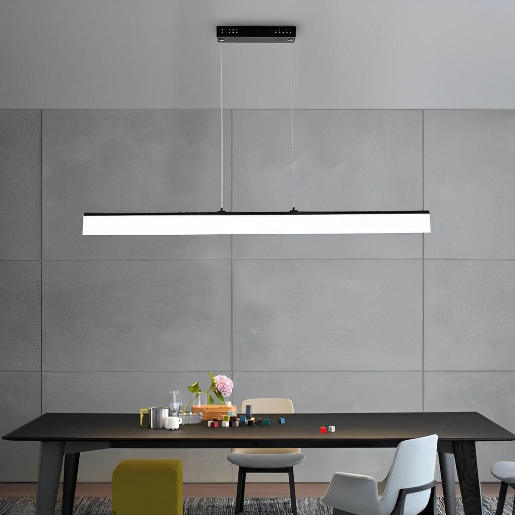 Modern Linear LED Pendant Light with Stepless Dimming - Black