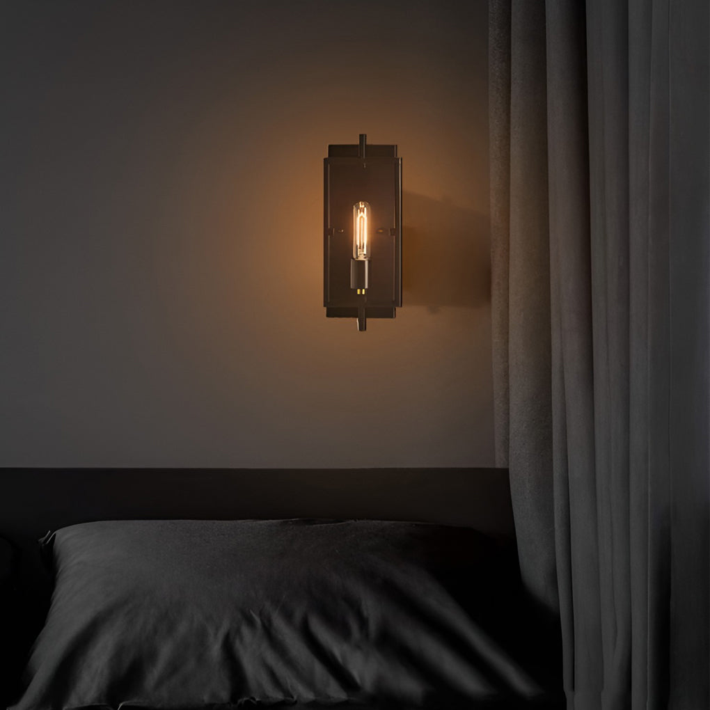 Rectangular Industrial Wall Sconce - Black Metal Vintage Design