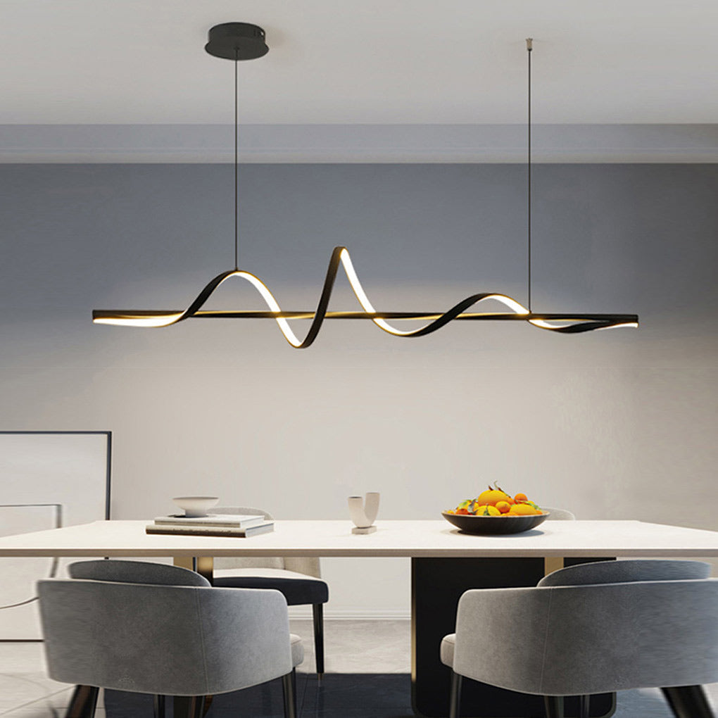 Wavy Rotating Ring LED Pendant Light with Dimming - Modern Nordic
