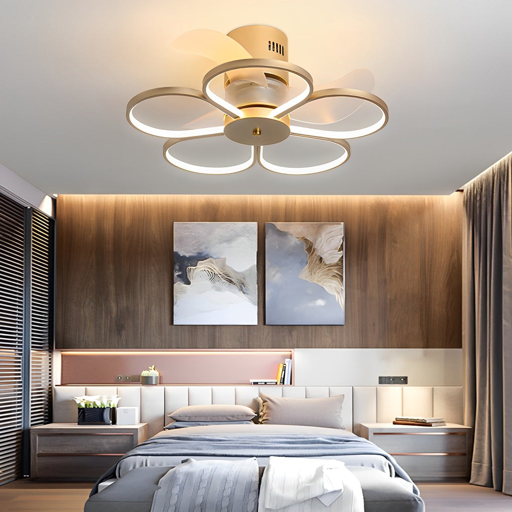 Floral Bladeless Ceiling Fan Light with Dimmable LED