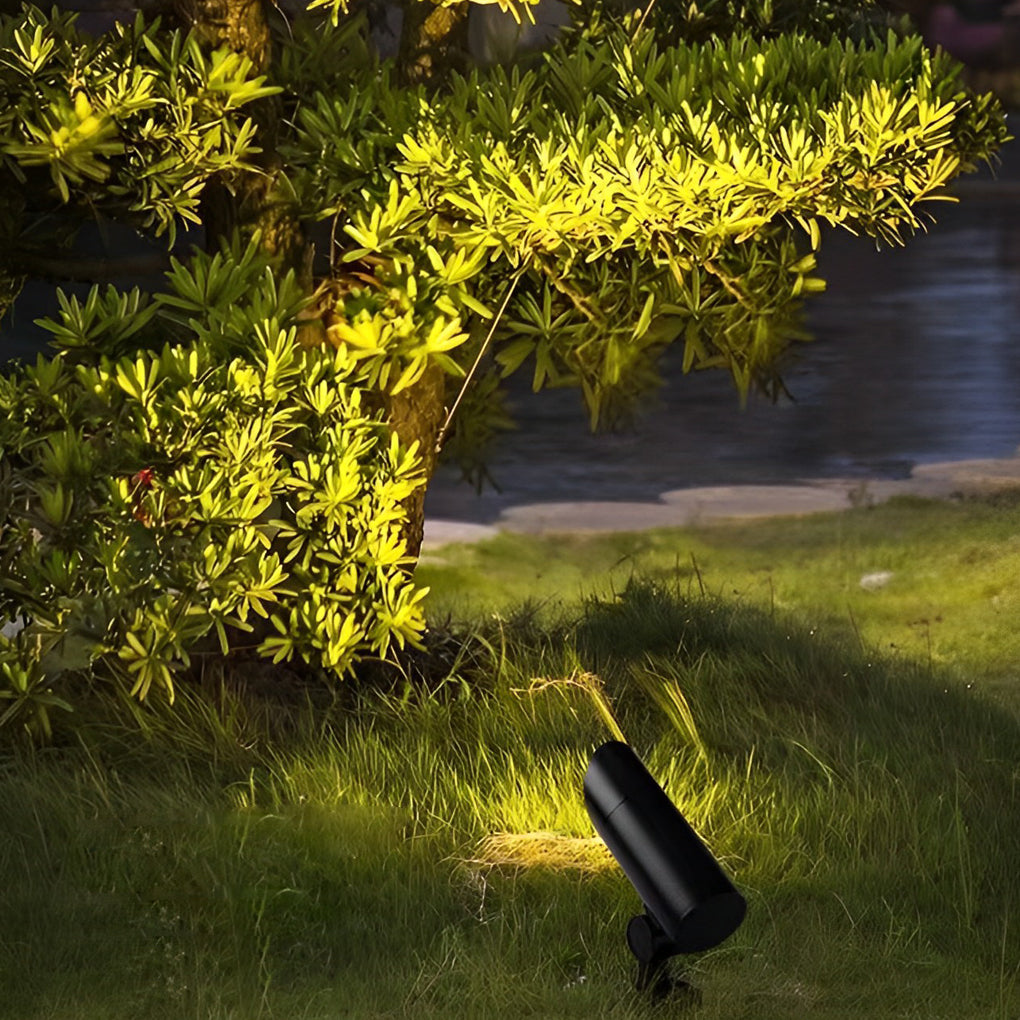 Modern Black Aluminum LED Outdoor Spotlight for Lawns & Gardens