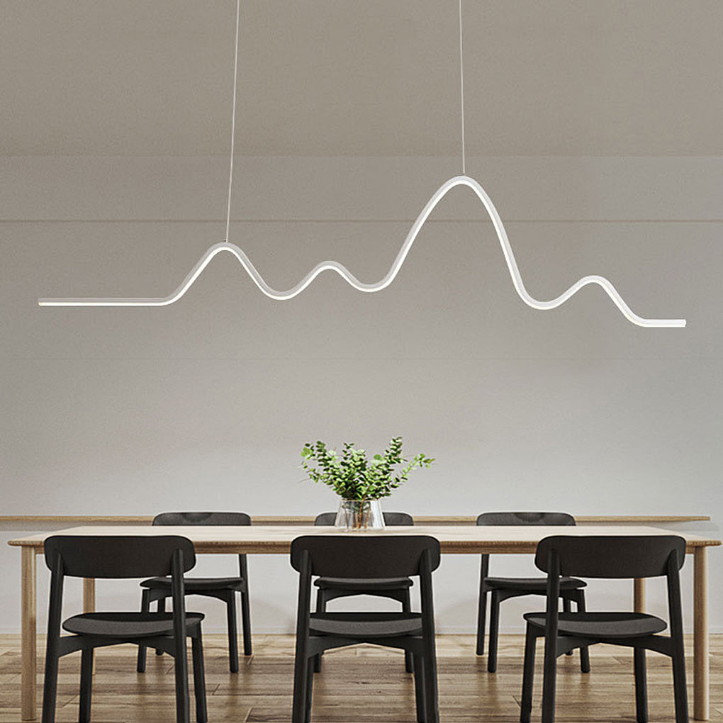 Modern Wave Line LED Pendant Light with Three-Step Dimming