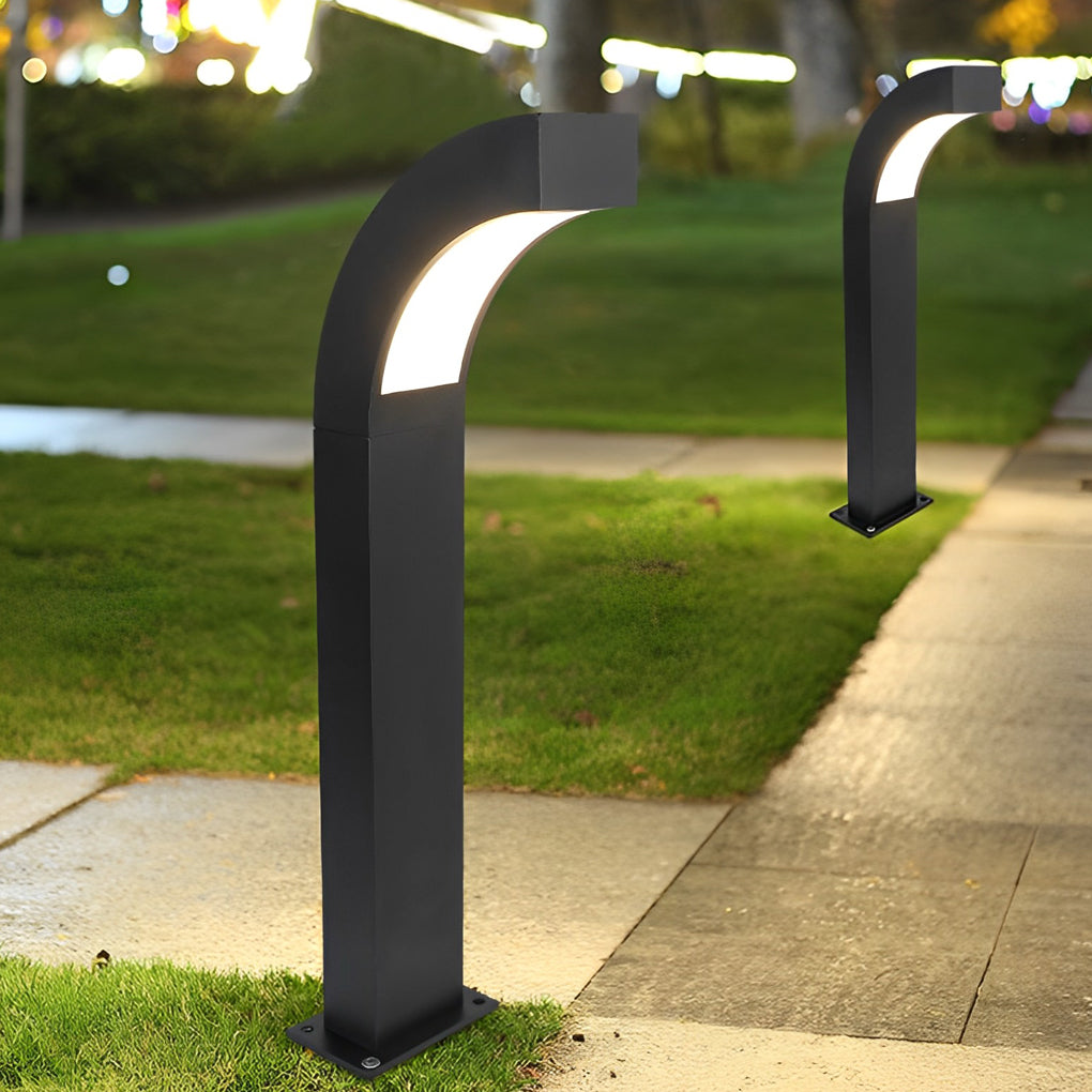 Curved LED Path Light Modern Black Aluminum Outdoor Landscape Lighting