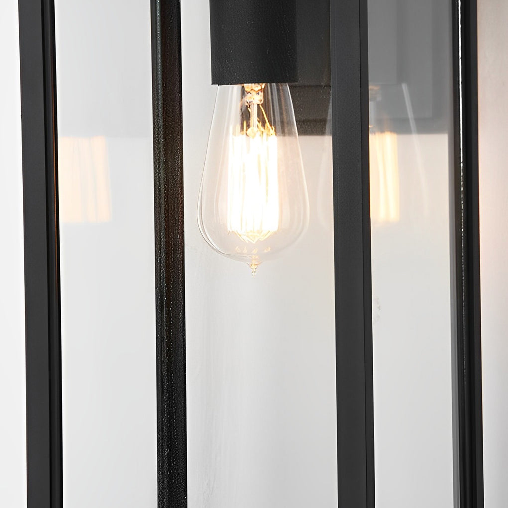 Rectangular Glass Industrial Outdoor Wall Lamp - Black Aluminum