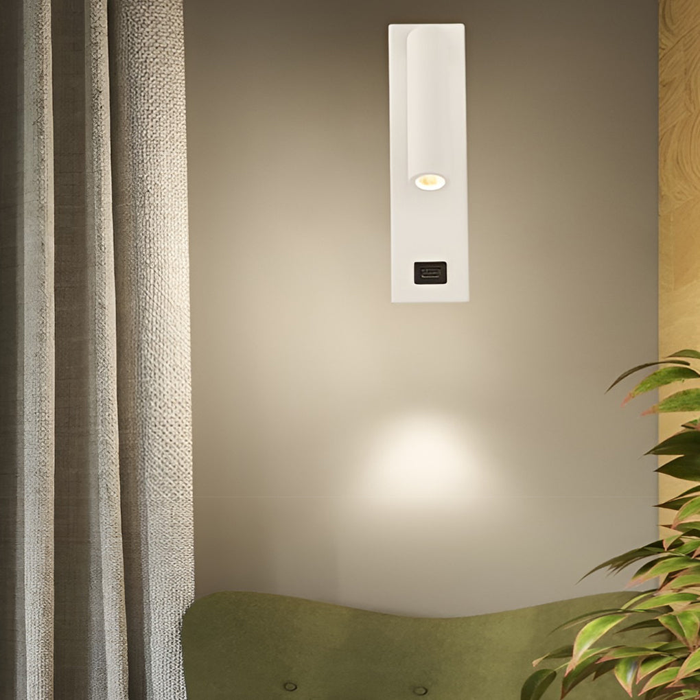 Rectangular LED Wall Lamp with Switch & USB Charging Port