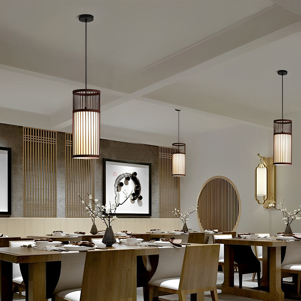 Hand-Woven Bamboo Pendant Light – Modern Farmhouse LED Ceiling Lamp