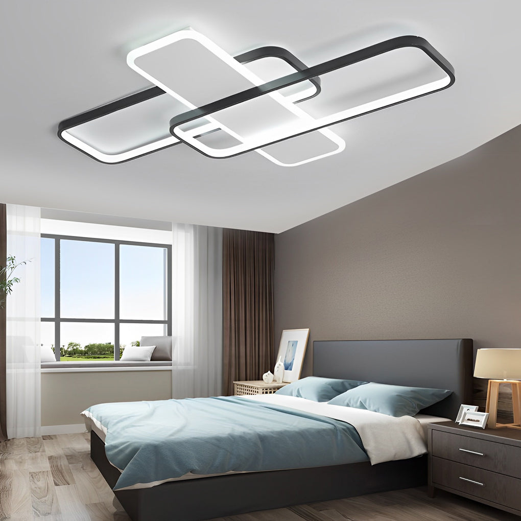 Modern Square Overlapping LED Ceiling Light with Stepless Dimming