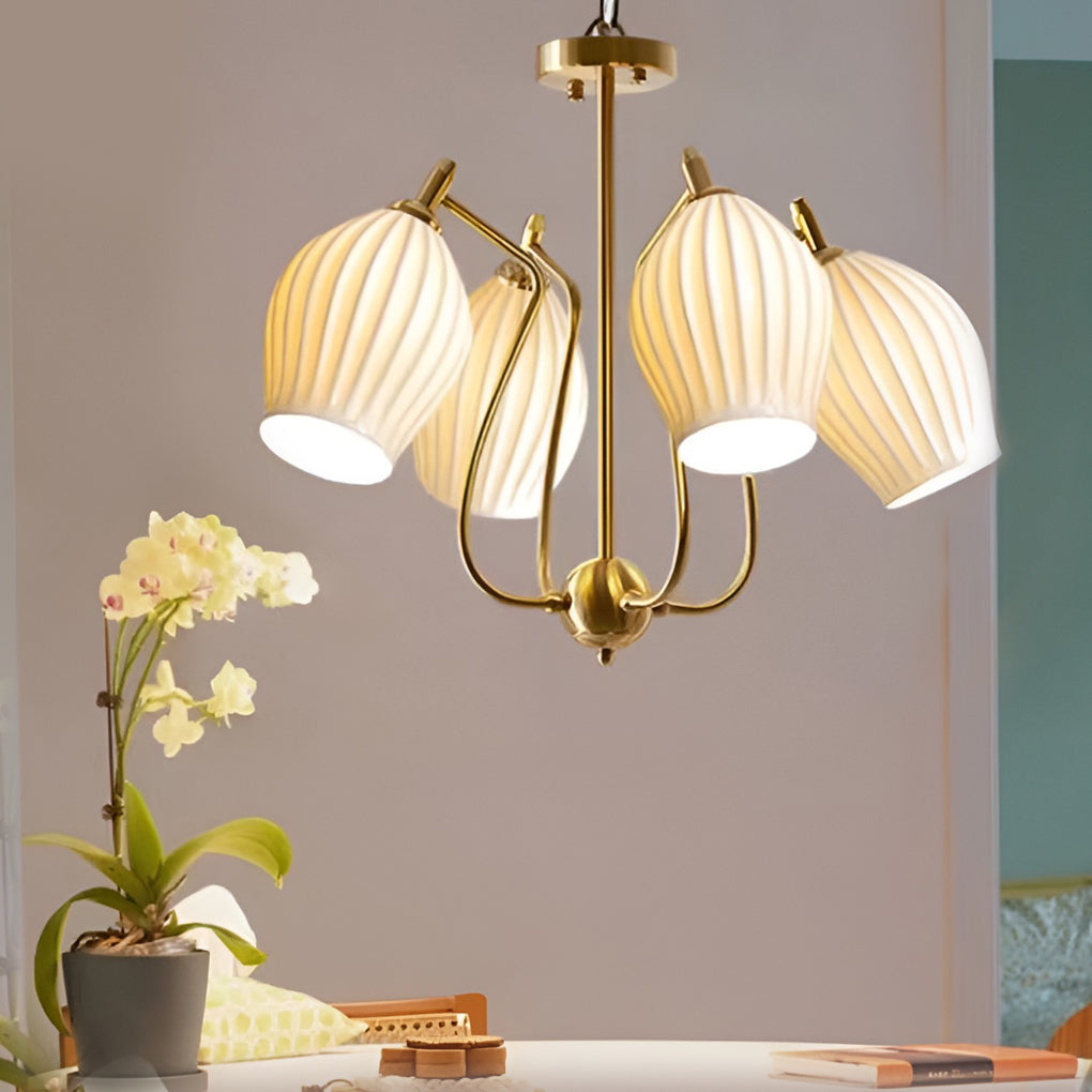 Ceramic Flower Chandelier – Modern Warm White Ceiling Light
