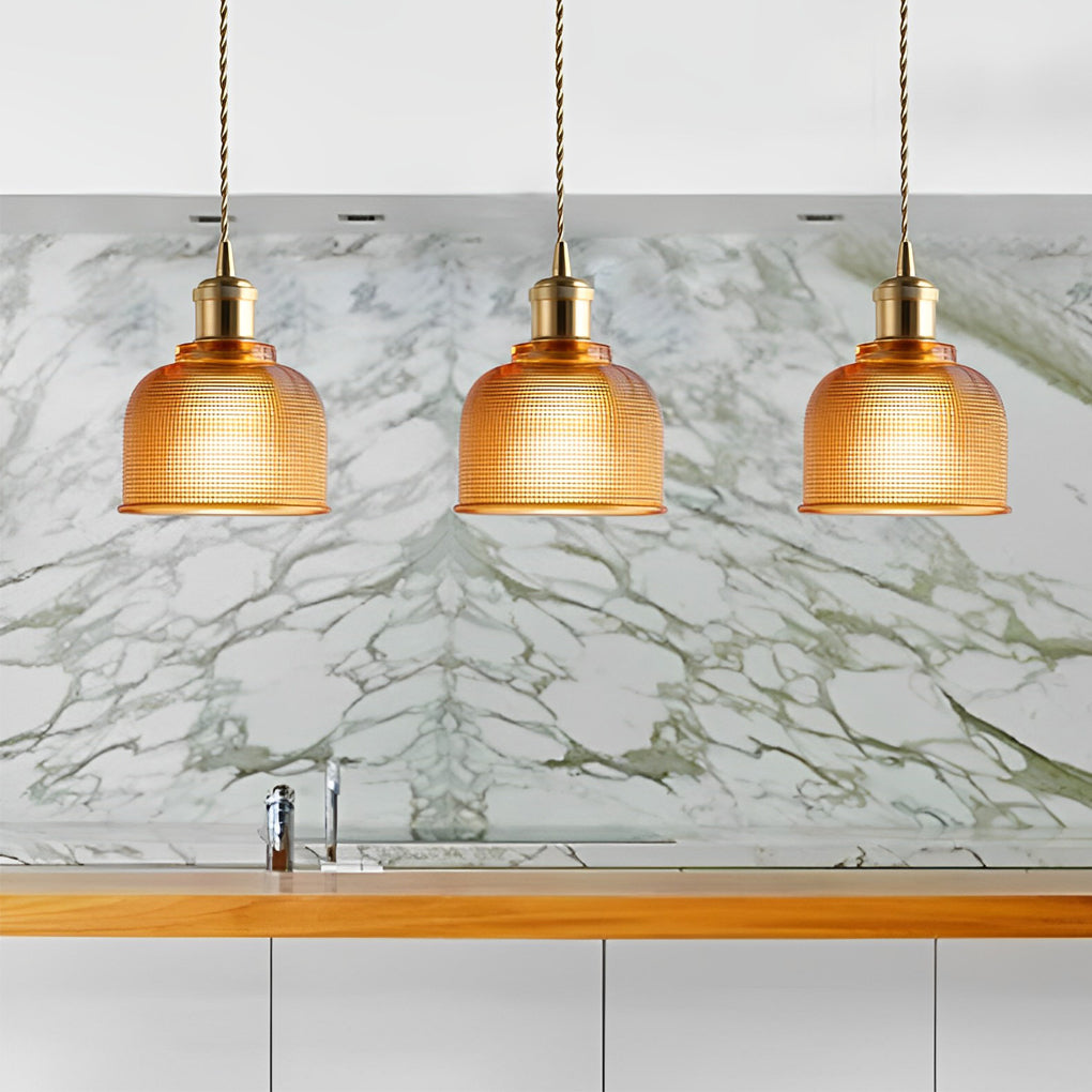 Electroplated Glass Bowl Pendant Light Modern Dining Lamp