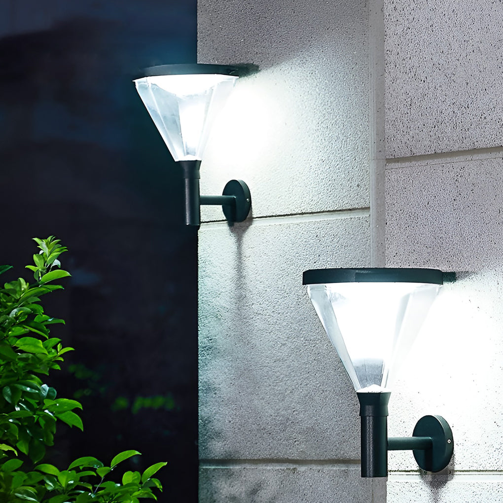 Geometric Solar LED Outdoor Wall Lamp | Waterproof Aluminum Sconce
