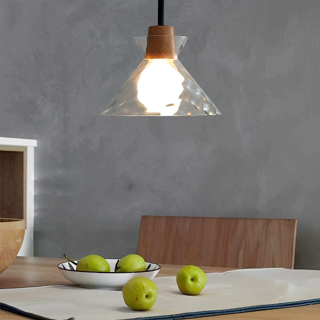 Modern Glass Wood Pendant Light | Japanese Minimalist Design