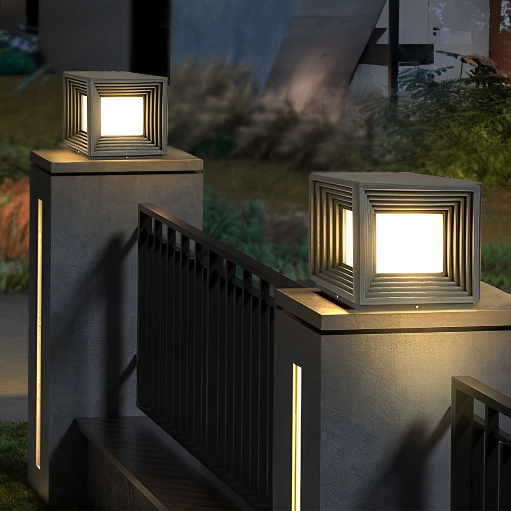 Modern Square Solar Post Cap Light - Waterproof LED Outdoor