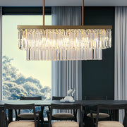 Rectangular Crystal Chandelier with Three-Step Dimming LED