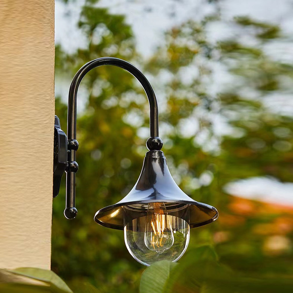 Trumpet Shaped LED Outdoor Wall Lamp Black Industrial Vintage
