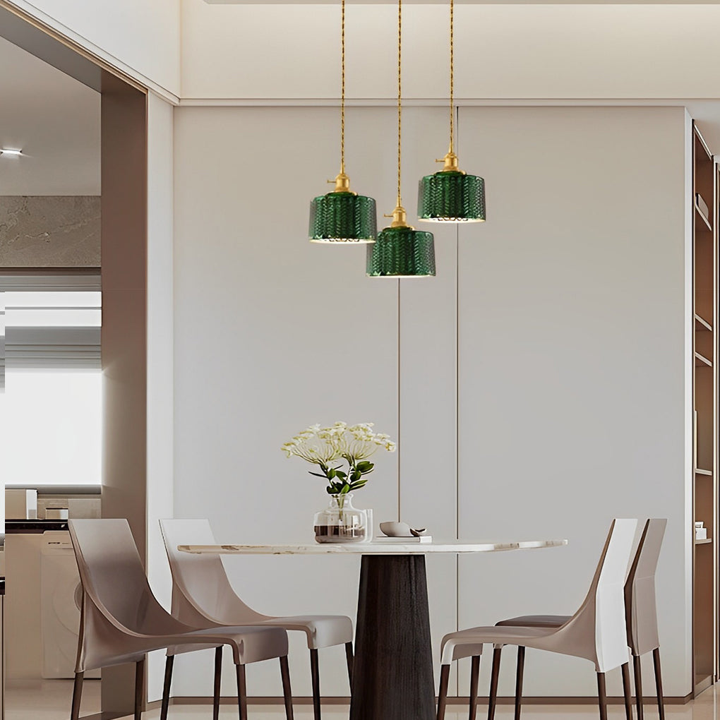 Green Glass Pendant Light with Copper Fittings – Nordic Retro