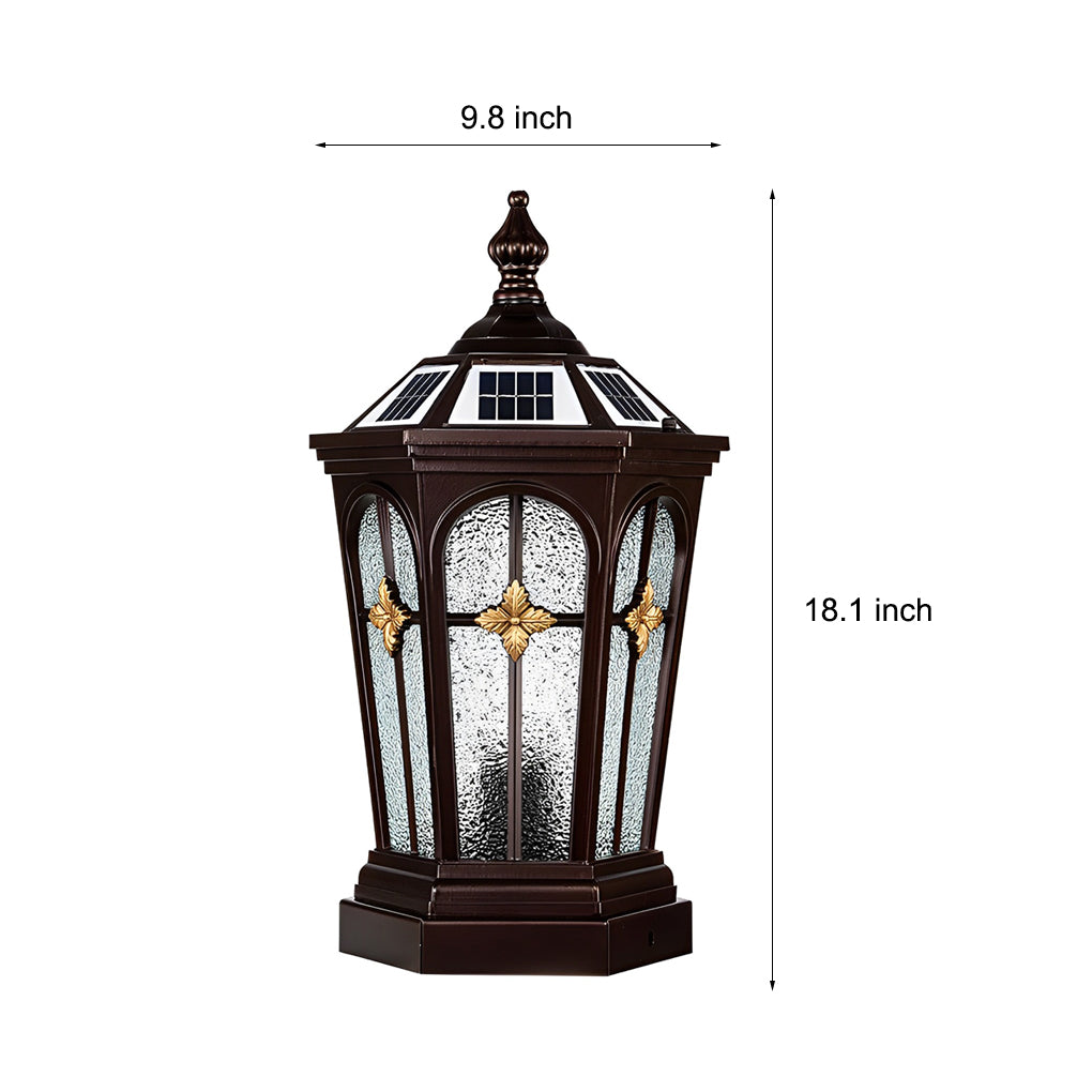 Solar Post Light Modern Aluminum Glass Outdoor Fence Lamp
