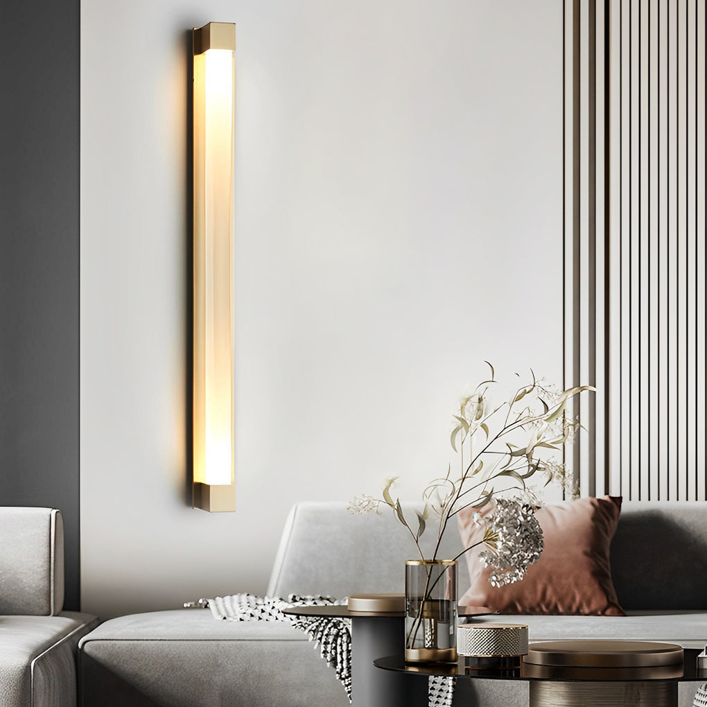 Modern Crystal Strip LED Wall Sconce with Metal Frame