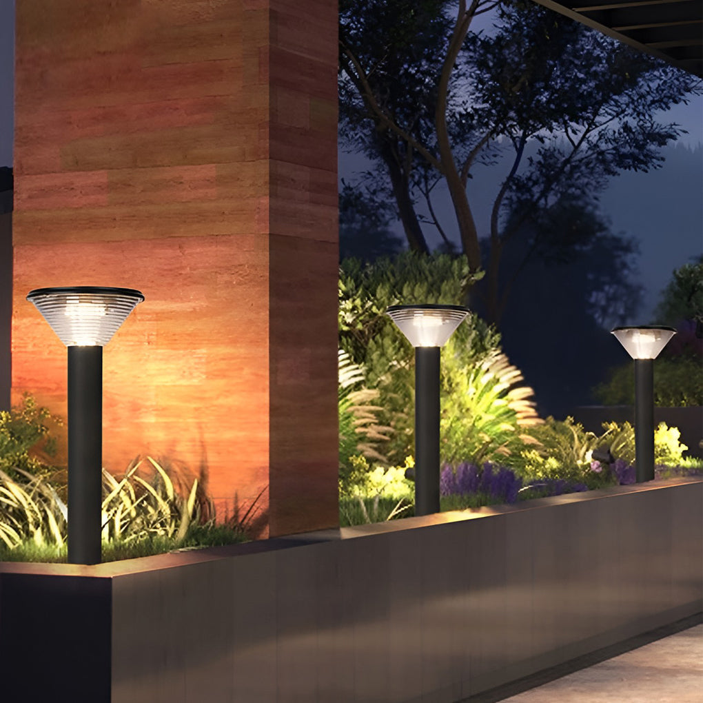 Solar LED Pathway Light Black Cylindrical Outdoor Landscape Lighting