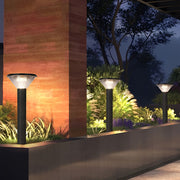 Solar LED Pathway Light Black Cylindrical Outdoor Landscape Lighting