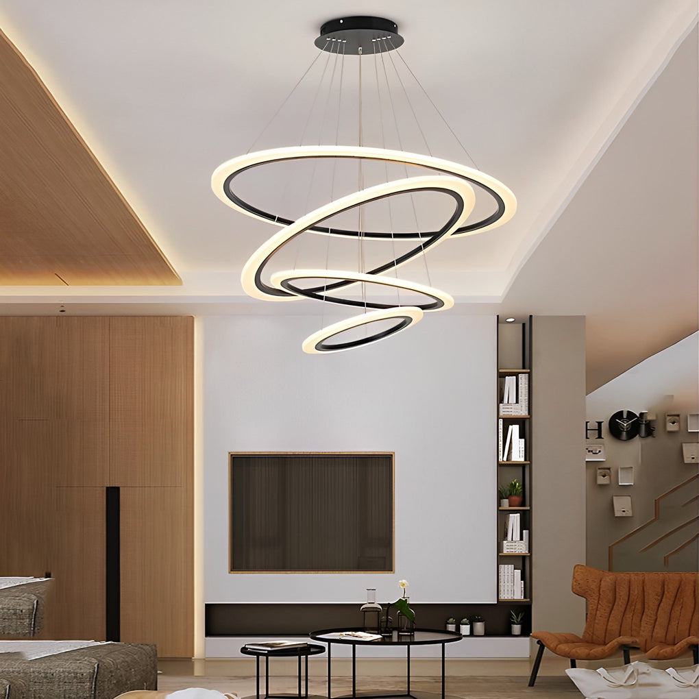 4-Ring Geometric LED Modern Chandelier Pendant Light