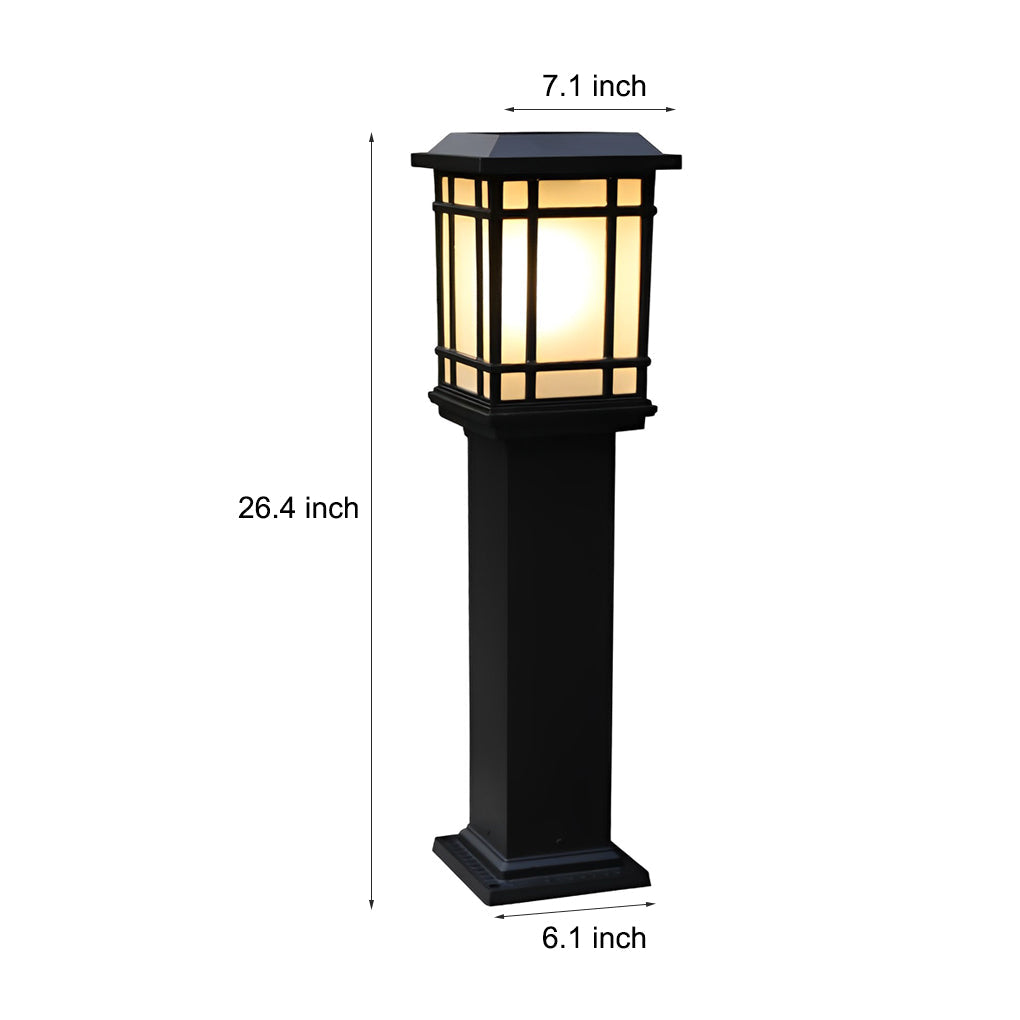 Modern Black Solar Pathway Bollard Light with Three-Step Dimming