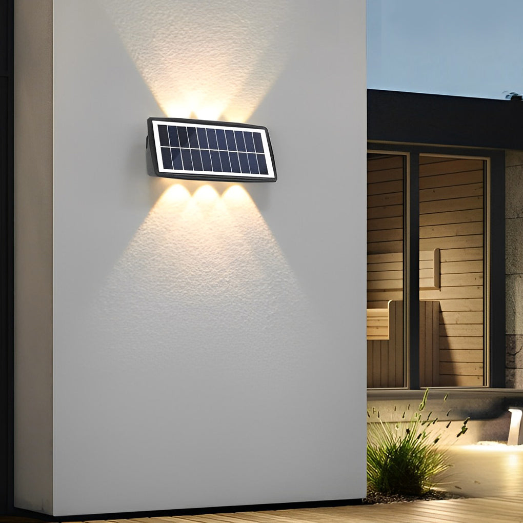 Rectangular Solar LED Outdoor Wall Lamp – Up Down Waterproof Black