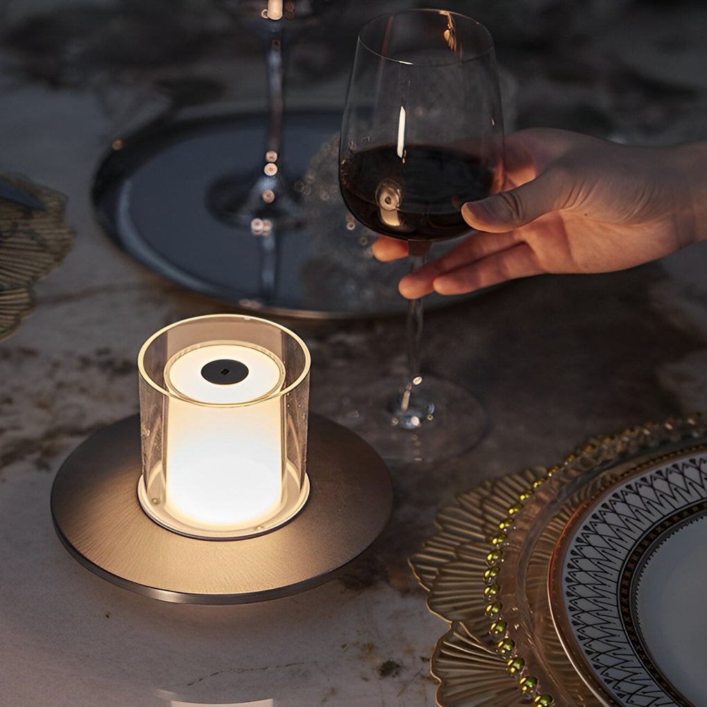 Cordless Cylinder Candle Table Lamp with Touch Dimming Control