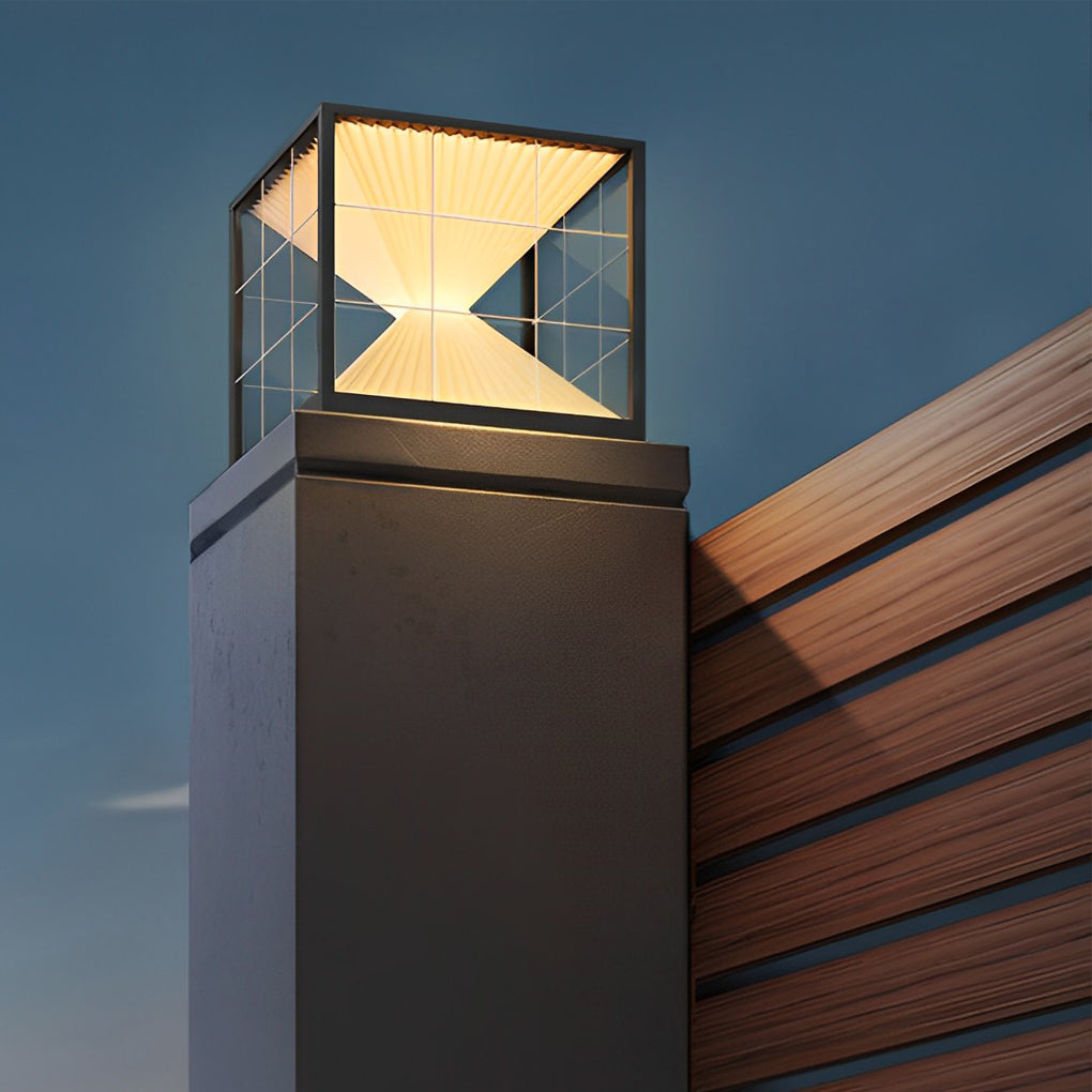 Modern Solar Fence Post Light – Hourglass LED Outdoor Pillar